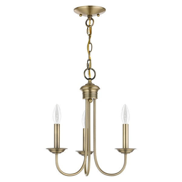 Estate 3 Light Antique Brass Mini Chandelier