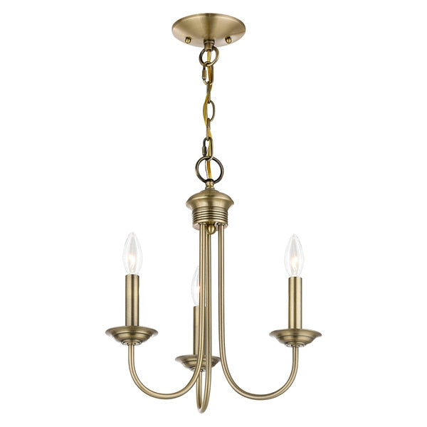Estate 3 Light Antique Brass Mini Chandelier