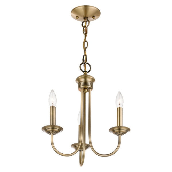 Estate 3 Light Antique Brass Mini Chandelier