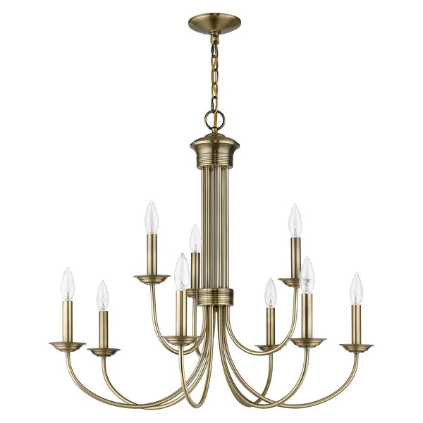 Estate 9 Light Antique Brass Chandelier