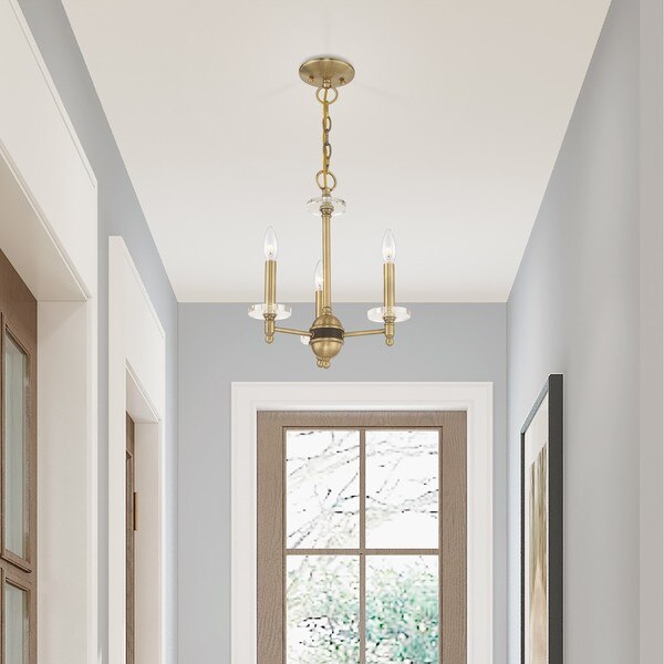 Bancroft 3 Light Antique Brass Mini Chan