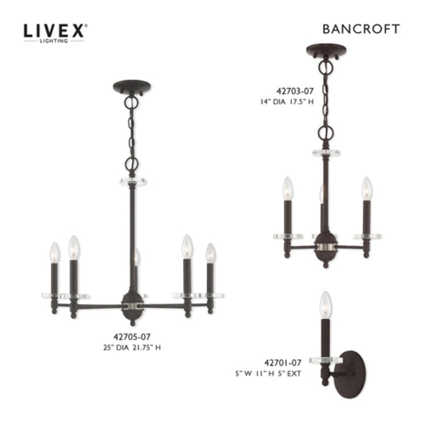 Bancroft 3 Light Bronze Mini Chandelier