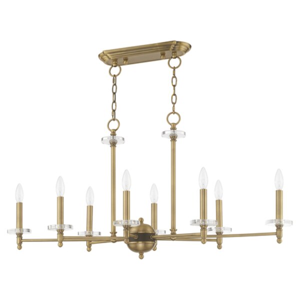 Bancroft 8 Light Antique Brass Linear Chandelier
