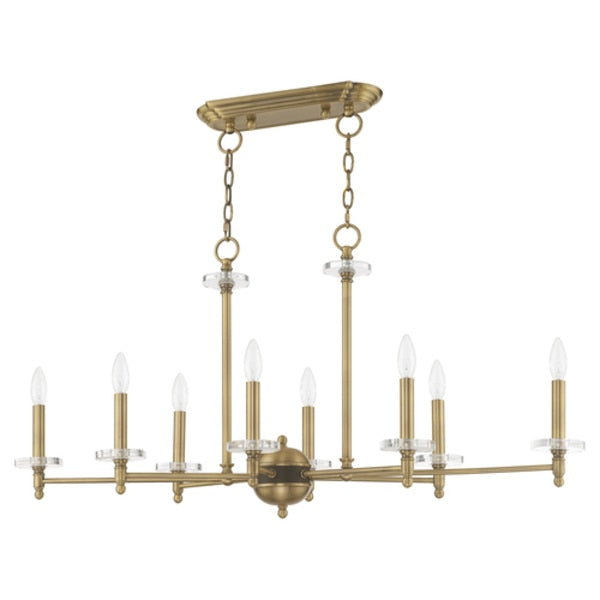 Bancroft 8 Light Antique Brass Linear Chandelier