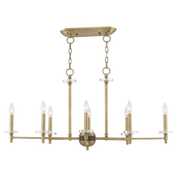 Bancroft 8 Light Antique Brass Linear Chandelier
