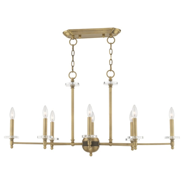 Bancroft 8 Light Antique Brass Linear Chandelier
