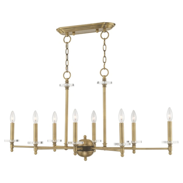 Bancroft 8 Light Antique Brass Linear Chandelier