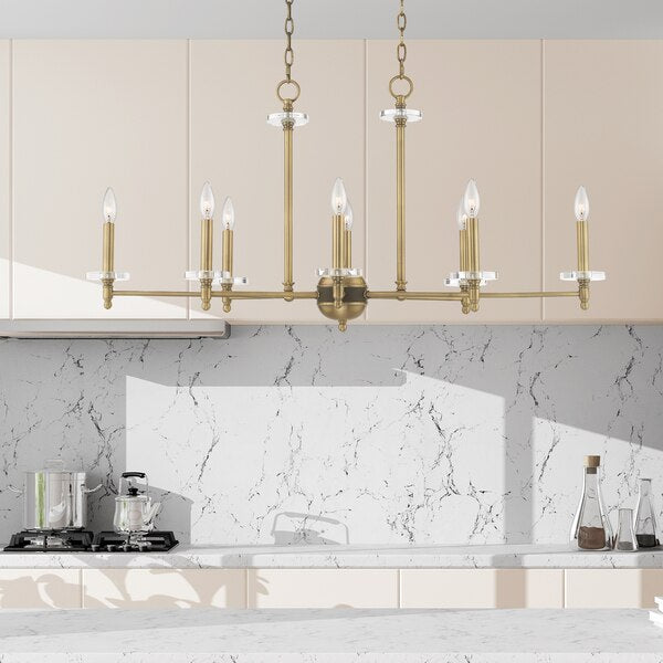 Bancroft 8 Light Antique Brass Linear Chandelier