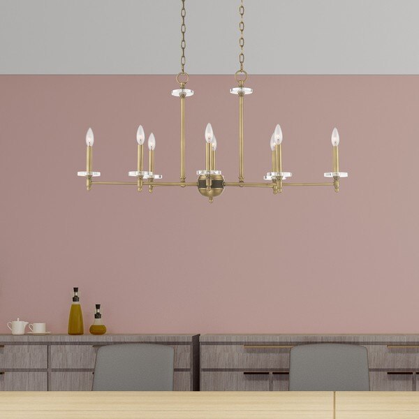 Bancroft 8 Light Antique Brass Linear Chandelier