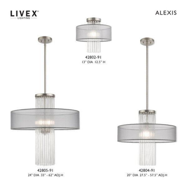 Alexis 1 Light Brushed Nickel Pendant Ch
