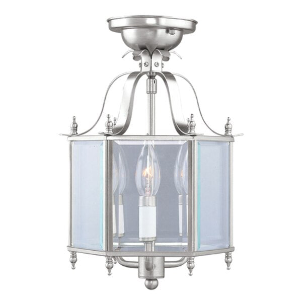 Livingston 3 Light Brushed Nickel Convertible Pendant/Ceiling Mount