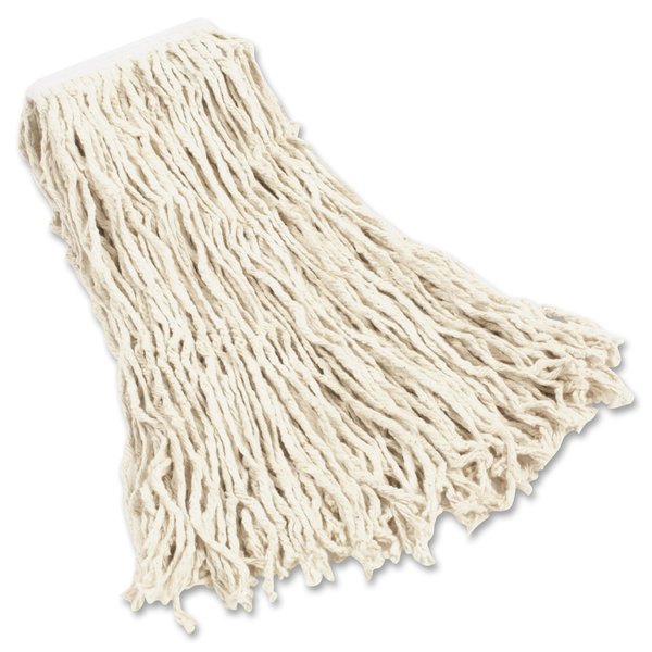 1 in String Wet Mop, 18 oz Dry Wt, Slide On Connection, Cut-End, White, Cotton, PK12