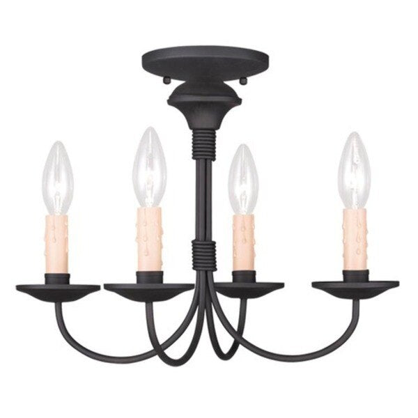 Heritage 4 Light Black Convertible Mini Chandelier/Ceiling Mount