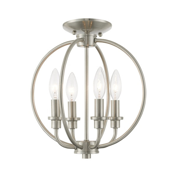 Milania 4 Light Brushed Nickel Convertible Chandelier/Ceiling Mount