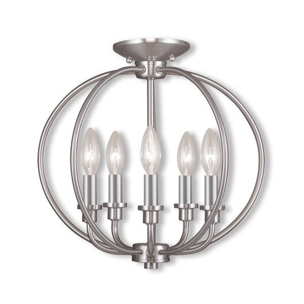 Milania 5 Light Brushed Nickel Convertible Chandelier/Ceiling Mount