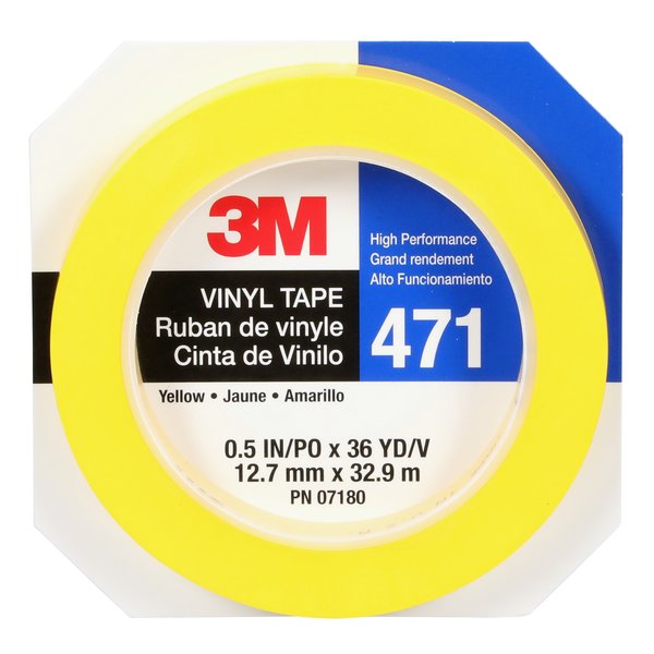 Vinyl Tape 471, Yellow, 1/2