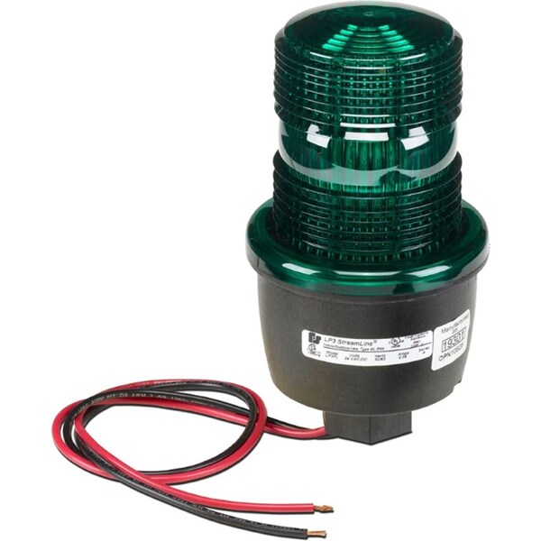 Low Profile Warning Light, LED, Green, 24V