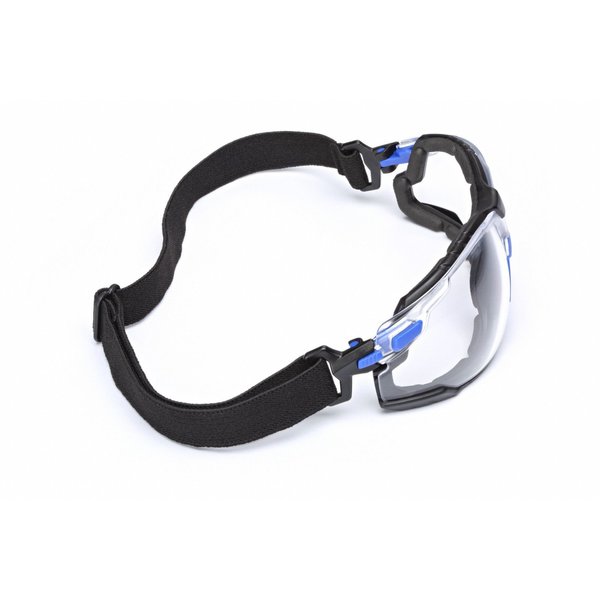 Safety Glasses Kit, 2 Pairs, Elastic Strap, Foam Gasket, Solus 1000, Anti-Fog, Black/Blue, Clear