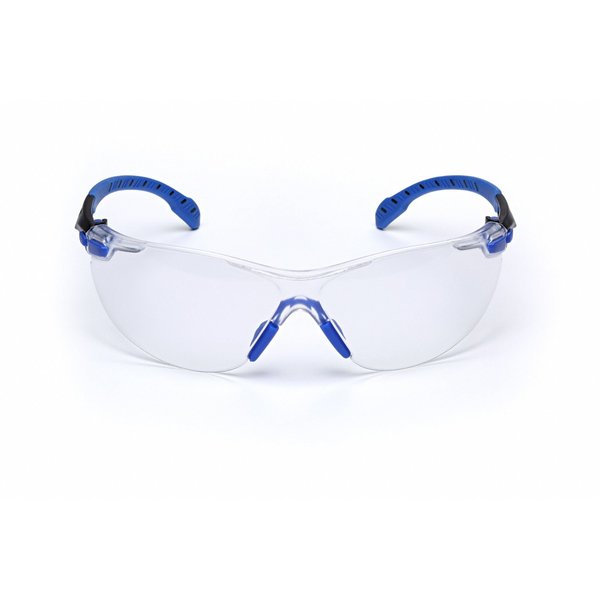 Safety Glasses, Solus 1000 Series, Scotchgard Anti-Fog Coating, Black/Blue Frame, Clear Lens