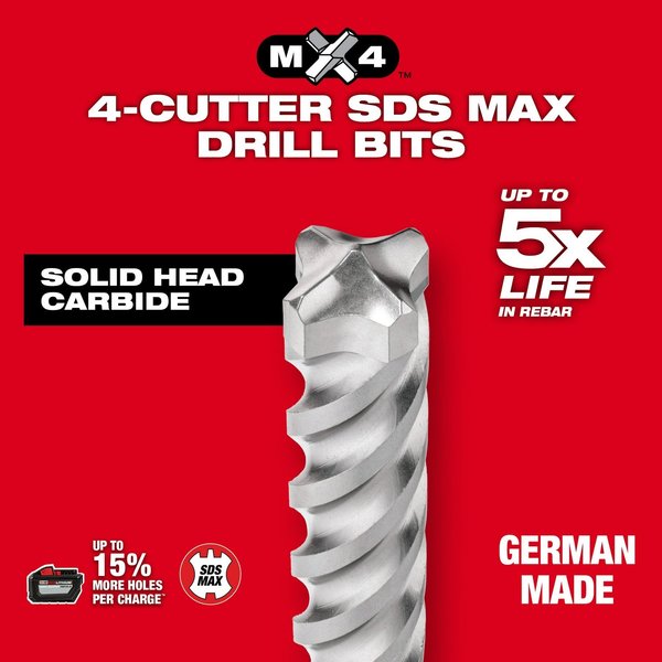 1-1/4 in. x 31 in. x 36 in. 4-Cutter MX4 SDS-MAX Rotary Hammer Drill Bit