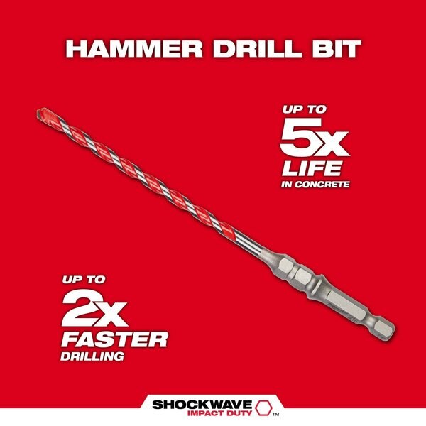5/32 in. x 6 in. SHOCKWAVE Carbide Hammer Drill Bit for Concrete Screws