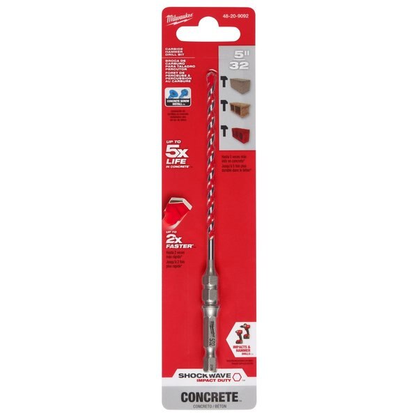 5/32 in. x 6 in. SHOCKWAVE Carbide Hammer Drill Bit for Concrete Screws
