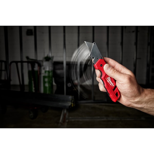 6-7/8 in. FASTBACK General Purpose Compact Folding Utility Knife with 5 Blade Storage in Red