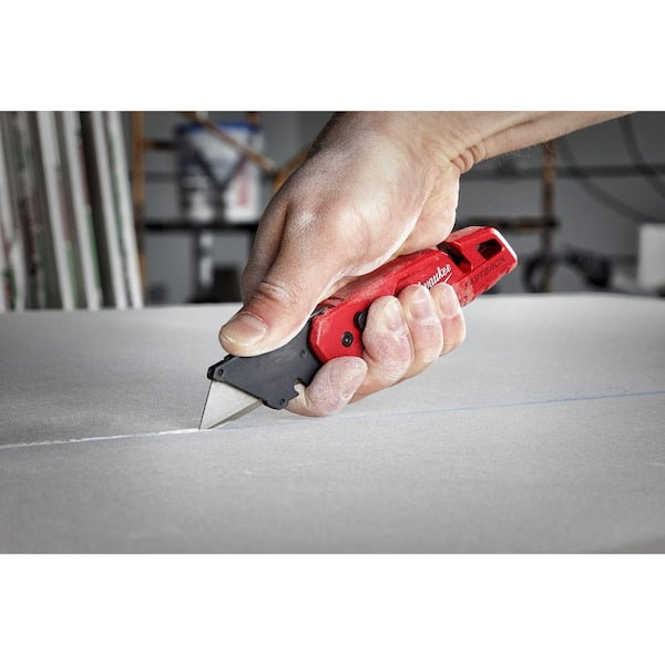 6-7/8 in. FASTBACK General Purpose Compact Folding Utility Knife with 5 Blade Storage in Red