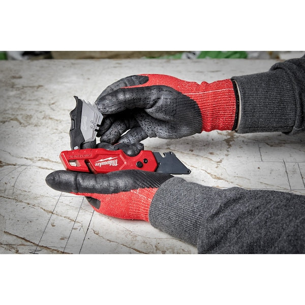6-7/8 in. FASTBACK General Purpose Compact Folding Utility Knife with 5 Blade Storage in Red
