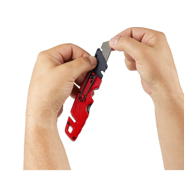 6-7/8 in. FASTBACK General Purpose Compact Folding Utility Knife with 5 Blade Storage in Red