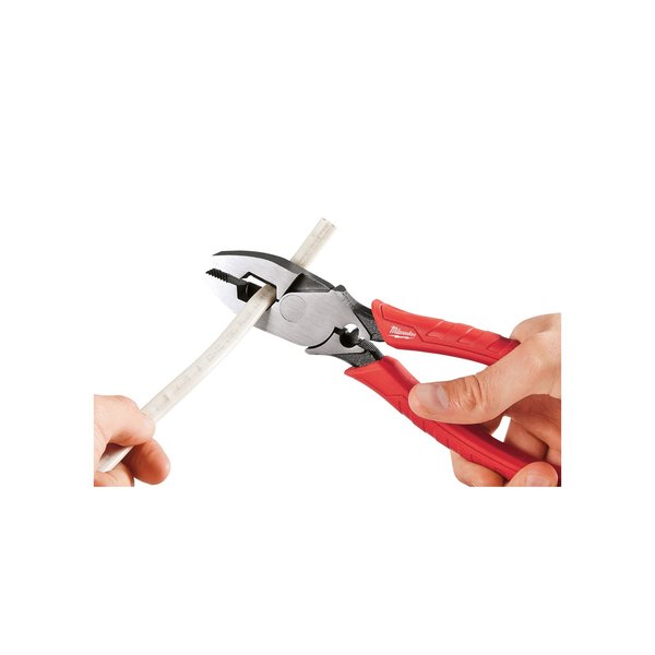 9 in Linemans Plier High Leverage w/ Fish Tape Puller, Wire Crimper, Steel