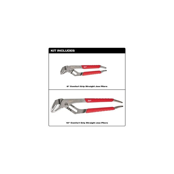 2 Piece Tongue and Groove Plier Set Metal, Over-Molded Comfort Grips Handle