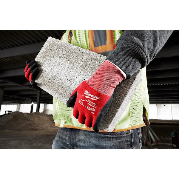 Gloves, Work, Nitrile Dipped, Red, Large