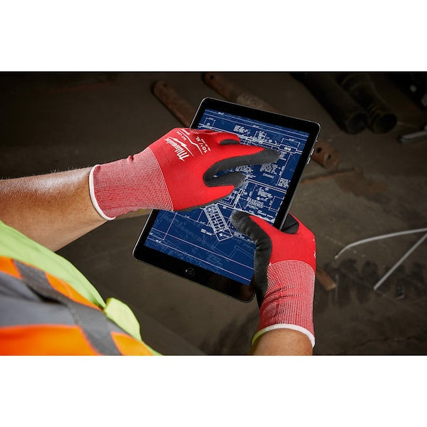 Gloves, Work, Nitrile Dipped, Red, Large