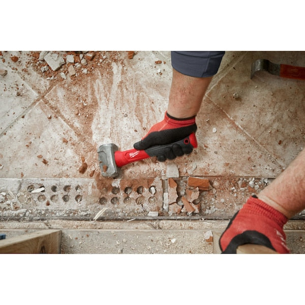 3 lb Drilling Hammer, 11 in L Fiberglass Handle, Forged Steel Head