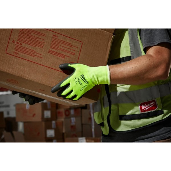 Level 1 Cut Resistant High Visibility Polyurethane Dipped Gloves - Medium