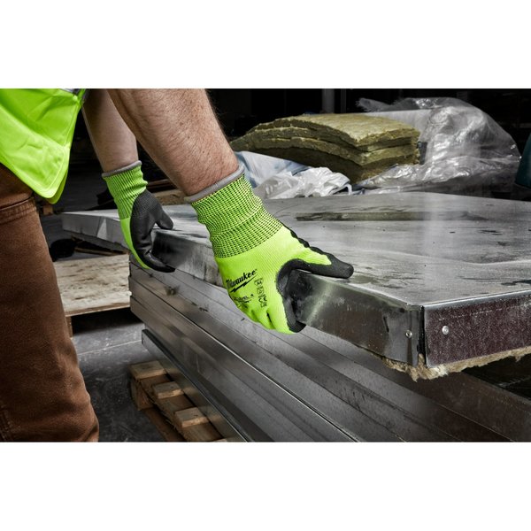 12PK High Visibility Cut Level 4 Polyurethane Dipped Gloves - M