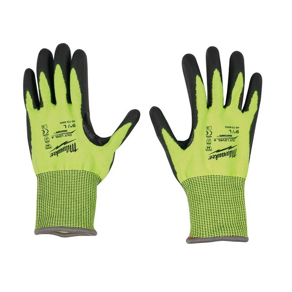 12PK High Visibility Cut Level 4 Polyurethane Dipped Gloves - XL