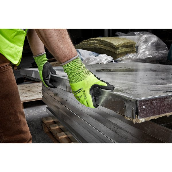 12PK High Visibility Cut Level 4 Polyurethane Dipped Gloves - XL