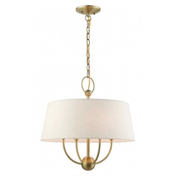 Antique Brass Pendant Chandelier, 4 Light