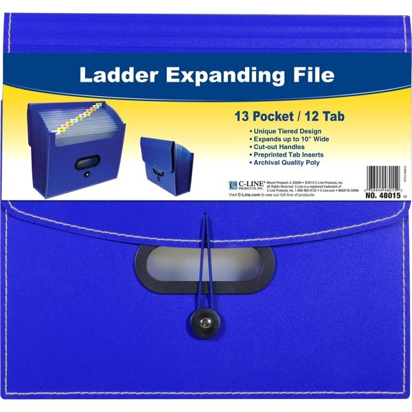 Ladder Expand File, 13-Pocket, Blue
