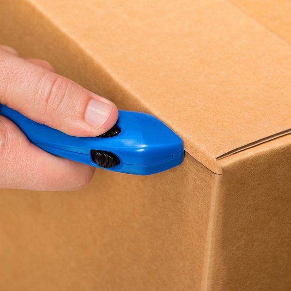 Safety Knife, Multipurpose, 5 1/2 in Length, Rounded Safety Blade, Ergonomic Handle, Blue