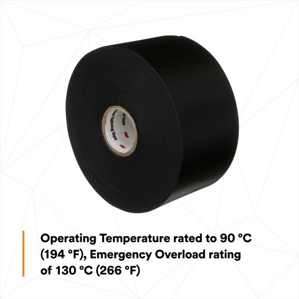 Rubber Electrical Tape, 130C, Scotch, 2 in W x 30 ft L, 30 mil thick, Black, 1 Pack