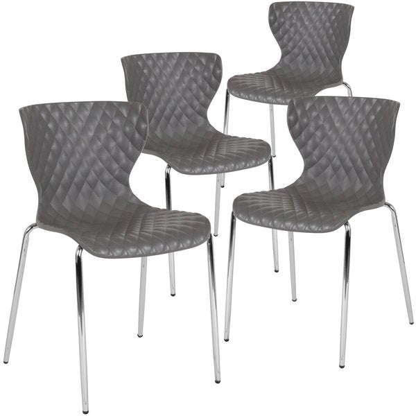 Lowell Contemporary Design Gray Plastic Stack Chair, PK4