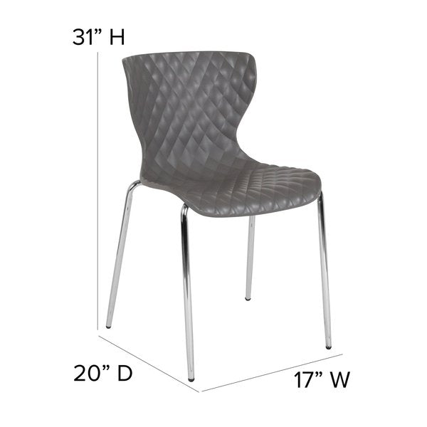 Lowell Contemporary Design Gray Plastic Stack Chair, PK4