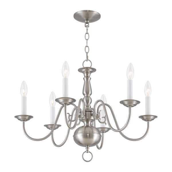 Williamsburgh 6 Light Brushed Nickel Cha