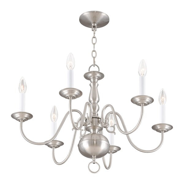 Williamsburgh 6 Light Brushed Nickel Cha
