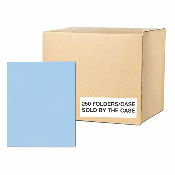 Case of Light Blue Paper Pocket Folders, 11.75