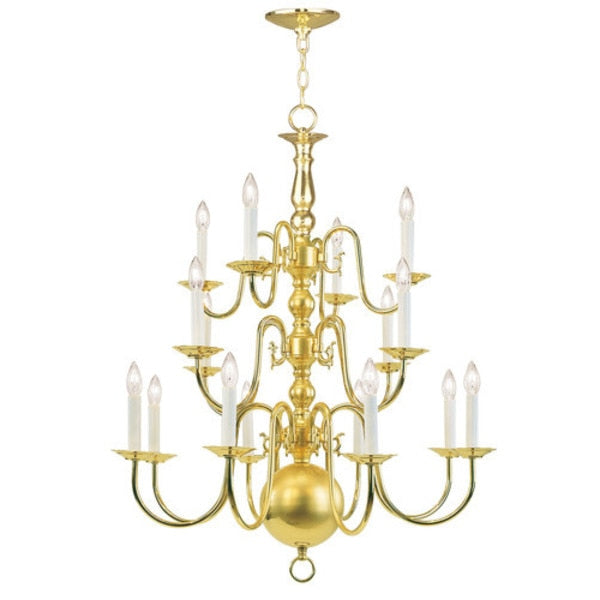 Williamsburgh 16 Light Polished Brass Chandelier