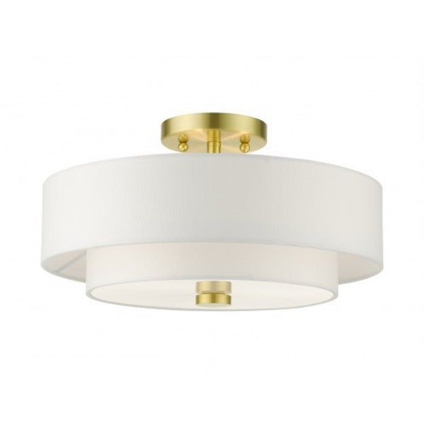 Satin Brass Semi Flush, 3 Light